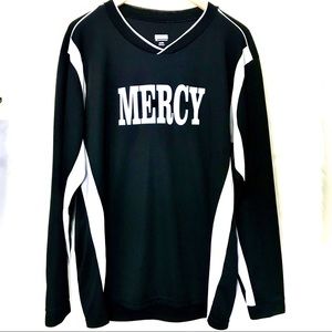AUGUSTA SPORTSWEAR BLACK AND WHITE GRAPHIC LOGO MERCY MEN’S XL JERSEY